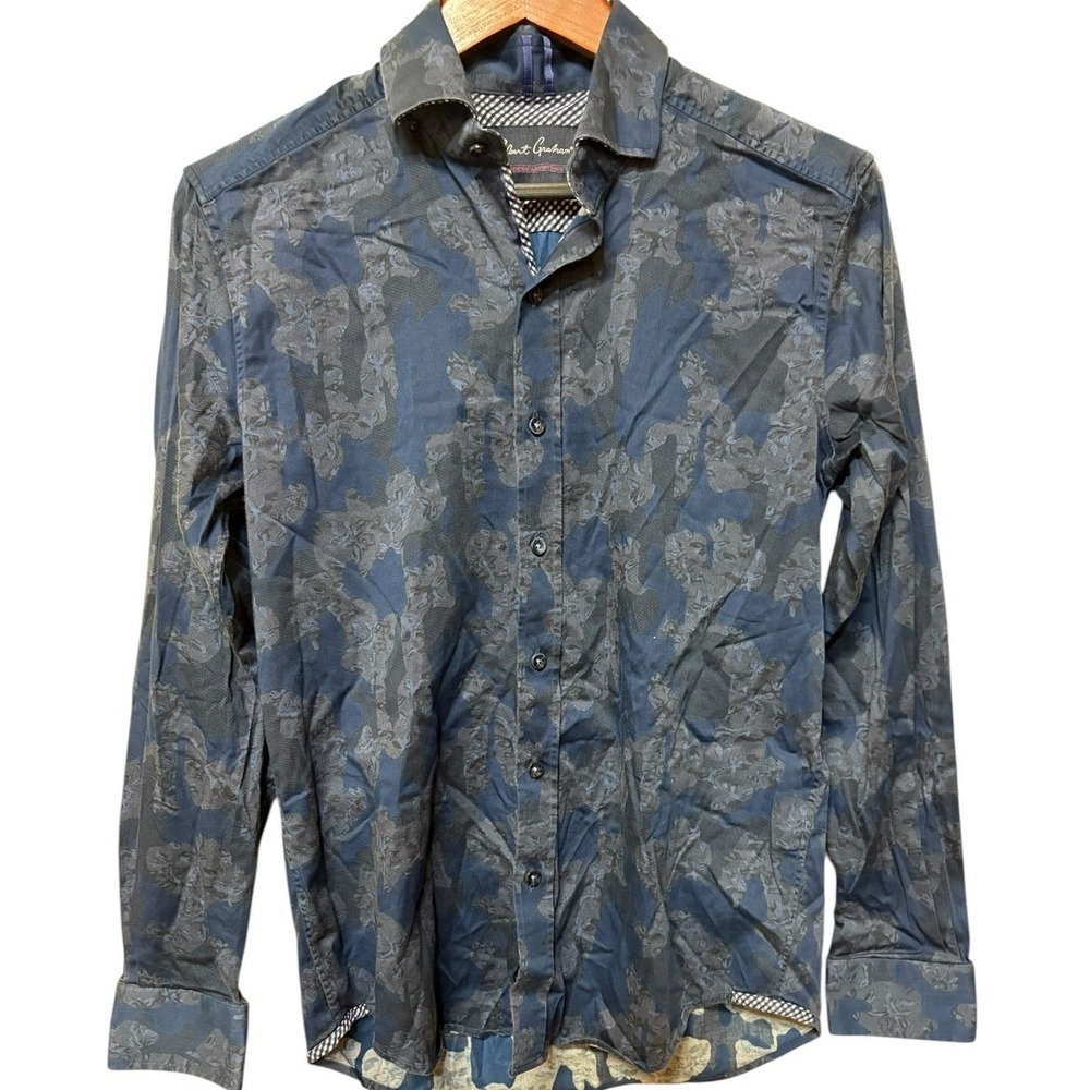Robert Graham Modern Americana Navy Patterened Long Sleeve Buttown Down‎ - S